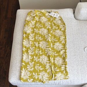 Zara Yellow and White Embroidered Skirt
